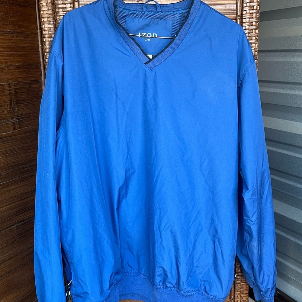 IZOD Blue Pullover Windbreaker LG